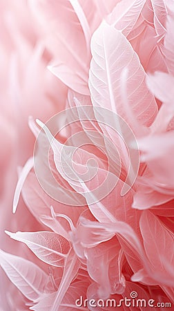 Elegant pink leaves in ice. Delicate texture of petals. Frosty beautiful natural winter or spring background. A visual Stock Photo
