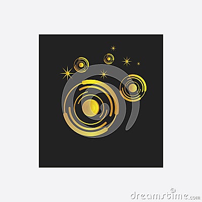 Elegant planet logo, illustration of unique black background circle. vector design Vector Illustration