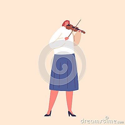 Elegant And Poised, A Classic Musician Female Character Captivates The Audience With The Violin On Stage, Illustration Vector Illustration