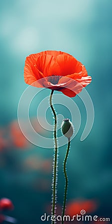 Elegant Poppy: Minimalist Mobile Wallpaper For Impeccable And Tcl 6-series Stock Photo