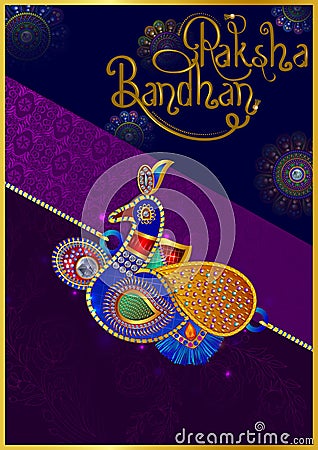 Elegant Rakhi for Brother and Sister bonding in Raksha Bandhan festival from India Vector Illustration