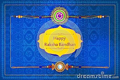 Elegant Rakhi for Brother and Sister bonding in Raksha Bandhan festival from India Vector Illustration