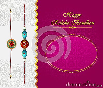 Elegant Rakhi for Brother and Sister bonding in Raksha Bandhan festival from India Vector Illustration