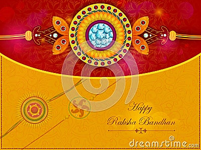 Elegant Rakhi for Brother and Sister bonding in Raksha Bandhan festival from India Vector Illustration