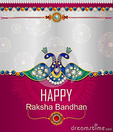 Elegant Rakhi for Brother and Sister bonding in Raksha Bandhan festival from India Vector Illustration