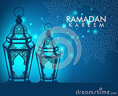 Elegant Ramadan Kareem Lantern or Fanous Vector Illustration