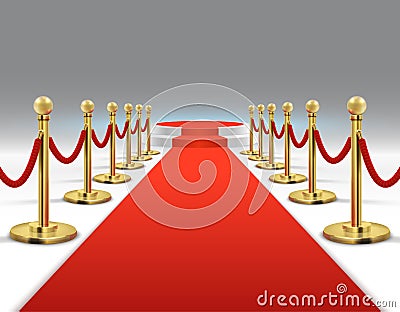 Elegant red carpet with round podium. Celebrity lifestyle, prestige and glamour vector background Vector Illustration
