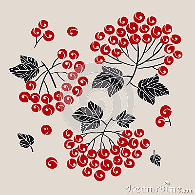 Elegant red viburnum winter berries vector Vector Illustration