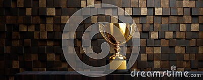 Elegant and refined business backdrop with a golden trophy, representing achievement, success panorama Stock Photo