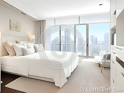 Elegant Retreats: Stunning Condominium Bedroom Prints Available Stock Photo