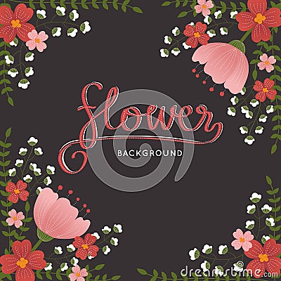 Elegant retro style flowers, plant vector background Vector Illustration