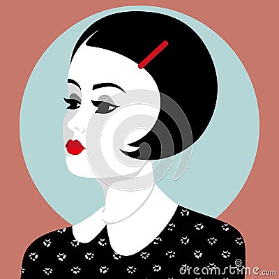 Elegant retro young haughty woman Vector Illustration