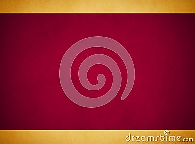 Elegant Rich Red Grunge Background. Rich Gold Header Footer Stock Photo