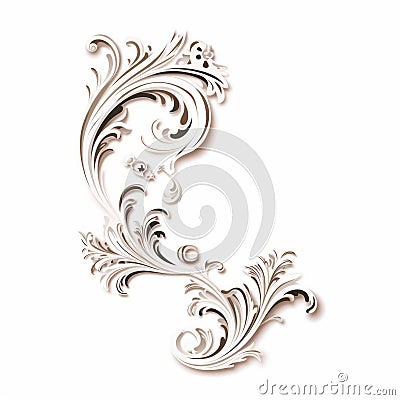 Elegant Rococo Corner Design Element On White Background Stock Photo