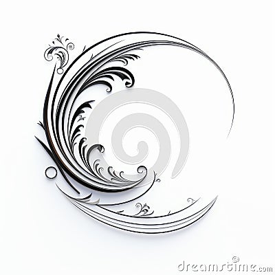 Elegant Rococo-inspired Swirling Circle Artwork - Black And White Stock Photo