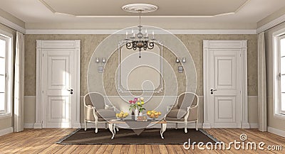 Elegant room with classic armchairs and coffee table Stock Photo