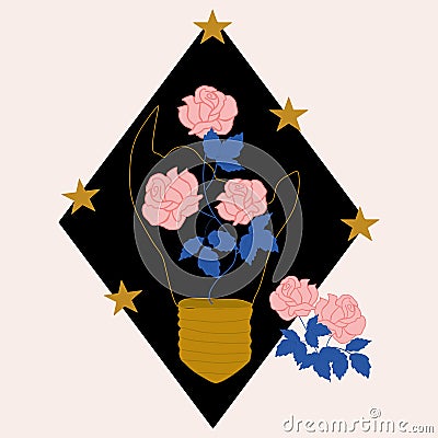 Elegant roses and broken lighter, vector illustration Vector Illustration