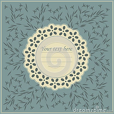 Elegant round lace frame with flowers and leaves Vector Illustration