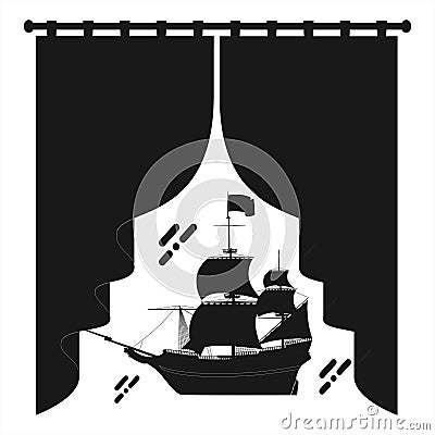 Elegant sailing boat illustration performance logo and vector icon Vector Illustration