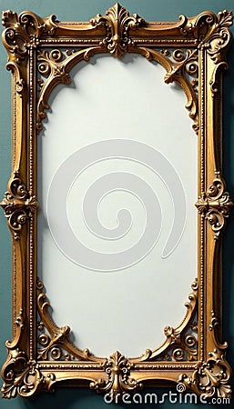 Elegant scrollwork details within ornate picture frames, scroll patterns, classical style Stock Photo