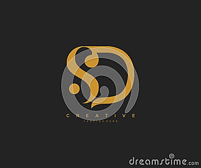 Elegant SD Letter Linked Monogram Logo Design Vector Illustration