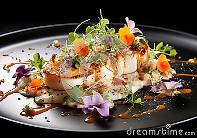 Elegant seafood dish in a gourmet style. Generative AI Stock Photo