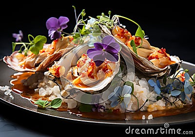 Elegant seafood dish in a gourmet style. Generative AI Stock Photo