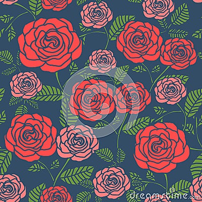 Elegant seamless floral pattern with roses Stock Photo