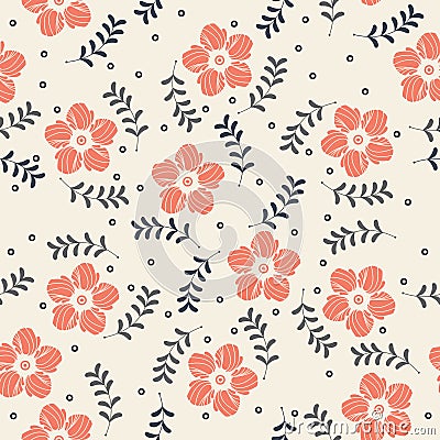 Elegant seamless pattern with beautiful flowers and plants Vector Illustration