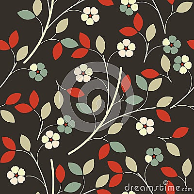 Elegant seamless pattern with colorful flowers and leaves Vector Illustration