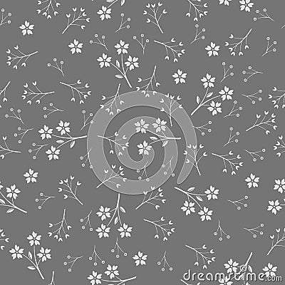 Elegant seamless pattern with flowers and leaves Vector Illustration
