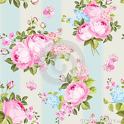 Elegant seamless rose pattern. Vector Illustration