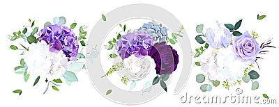 Elegant seasonal dark flowers vector design wedding bouquets Vector Illustration