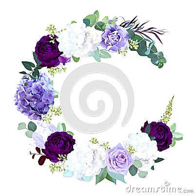 Half moon dark flowers vector design wedding frame Vector Illustration