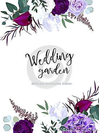 Elegant seasonal dark flowers vector design wedding frame Vector Illustration