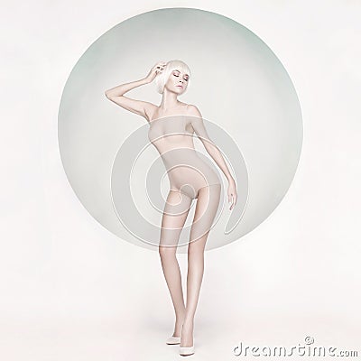 Elegant sensual woman on geometric background Stock Photo