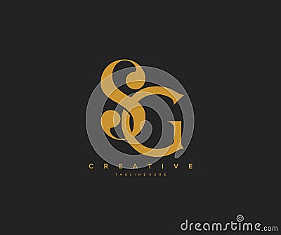 Elegant SG Letter Linked Monogram Logo Design Stock Photo