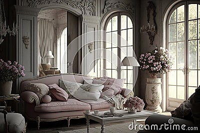 Elegant Shabby Chic Living Room Stock Photo