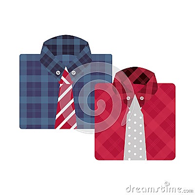 Elegant shirts with neckties isolated icons Vector Illustration