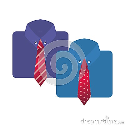 Elegant shirts with neckties isolated icons Vector Illustration