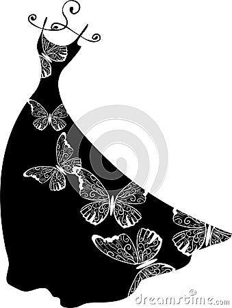 Elegant silhouette. Beautiful woman with flowers Vector Illustration