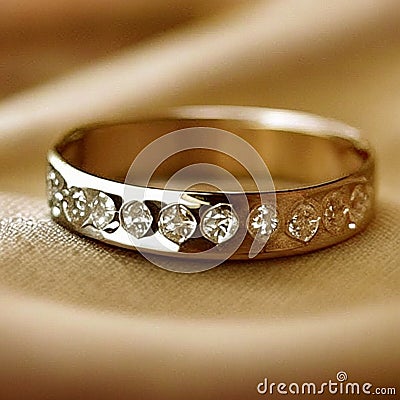 Elegant Silver Wedding Rings with Diamond Embellishments Cartoon Illustration