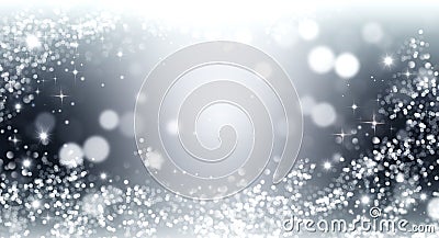 Elegant silver and white glitter, sparkle background with stars Stock Photo