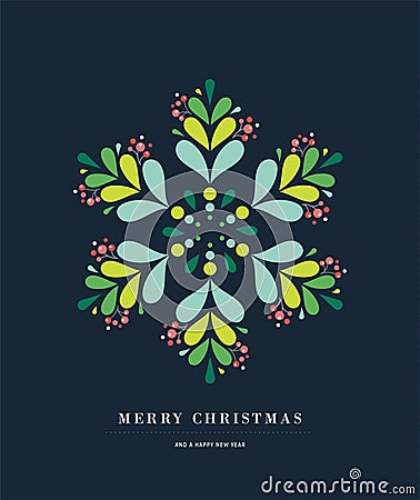 Elegant snowflake poster, winter icon, Merry Christmas greeting card Vector Illustration