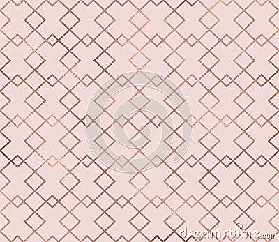 Elegant sparkle geometric seamless pattern with rose gold foil texture. Trendy glitter wallpaper. Modern premium chic background. Vector Illustration