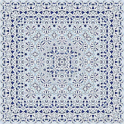Elegant square light blue arabic pattern. Vector Illustration
