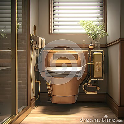 Elegant Steampunk Bathroom Retreat Stock Photo