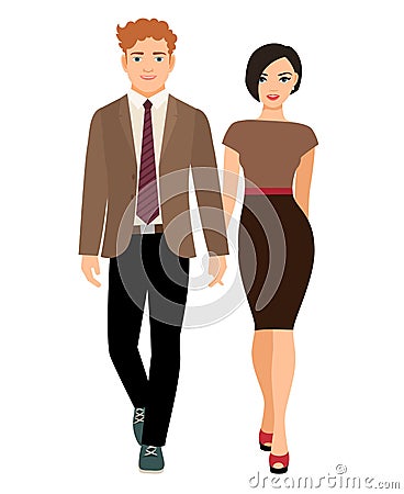 Elegant style couple in business clothes Vector Illustration