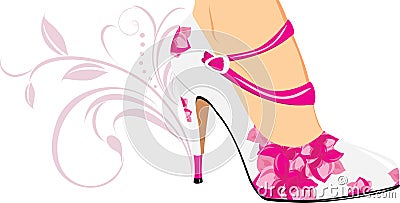 Elegant stylish female shoes Vector Illustration