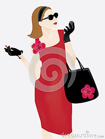 Elegant stylish lady Cartoon Illustration